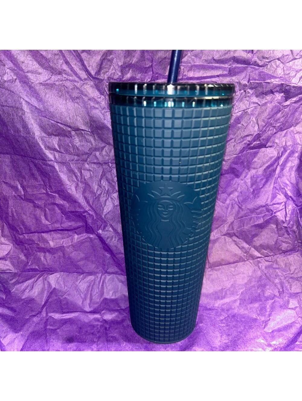Starbucks Winter 2024 Matte Blue Green Studded Tumbler with Straw
